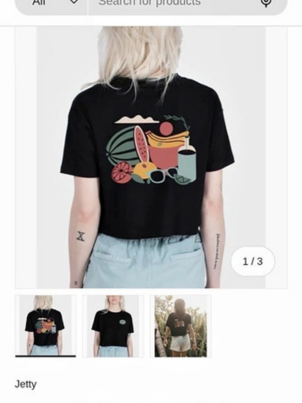 Jetty W SS Crop Tee Black Crop Tee Size Small NWT